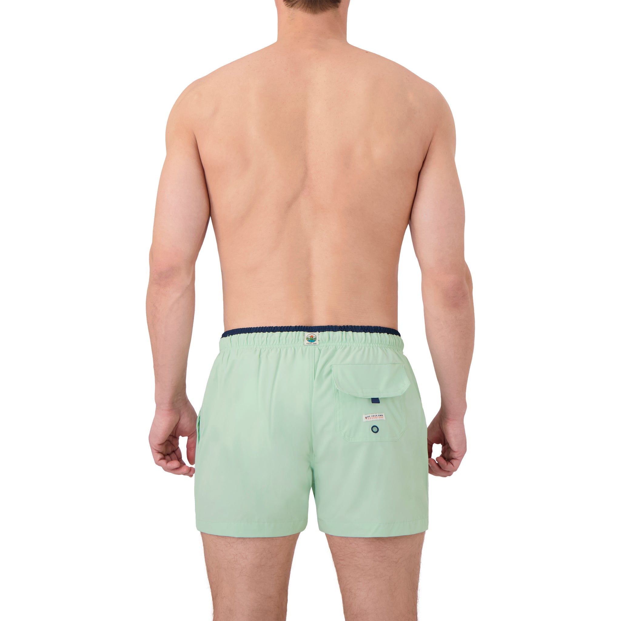 Micro Fiber Woven Solid Swim Trunk-Mens