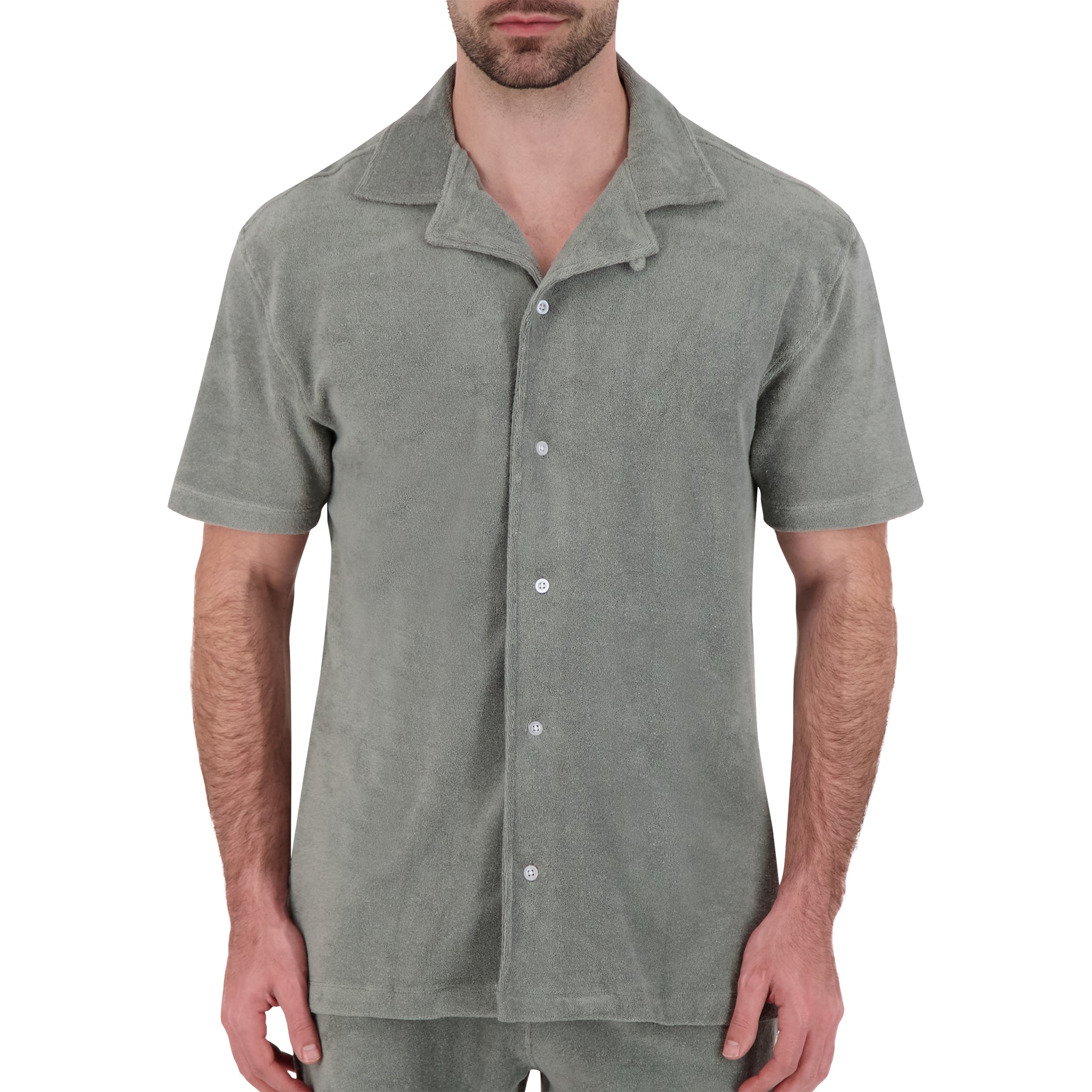 Terry Cloth Camp Shirt in Taupe