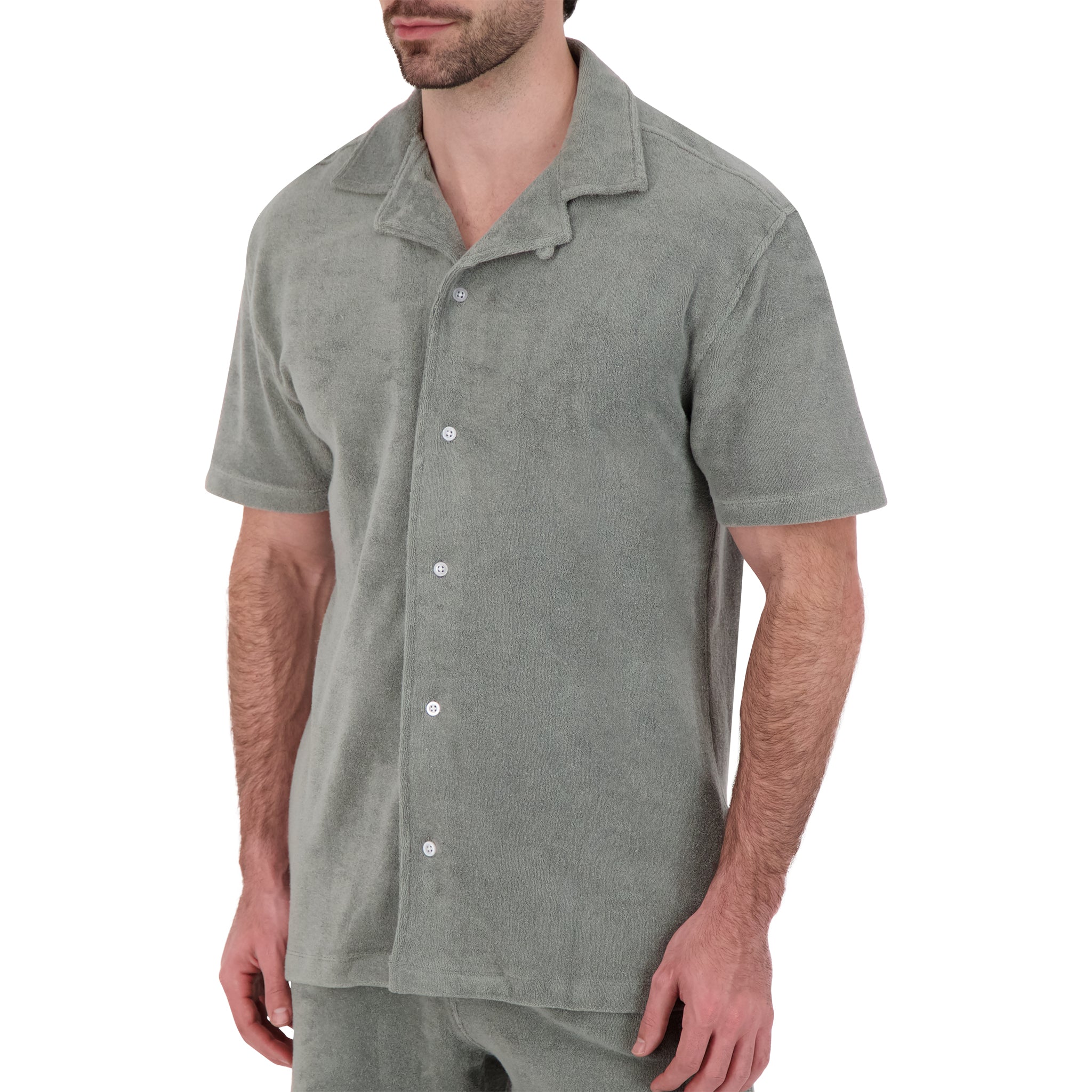 Terry Cloth Camp Shirt in Taupe