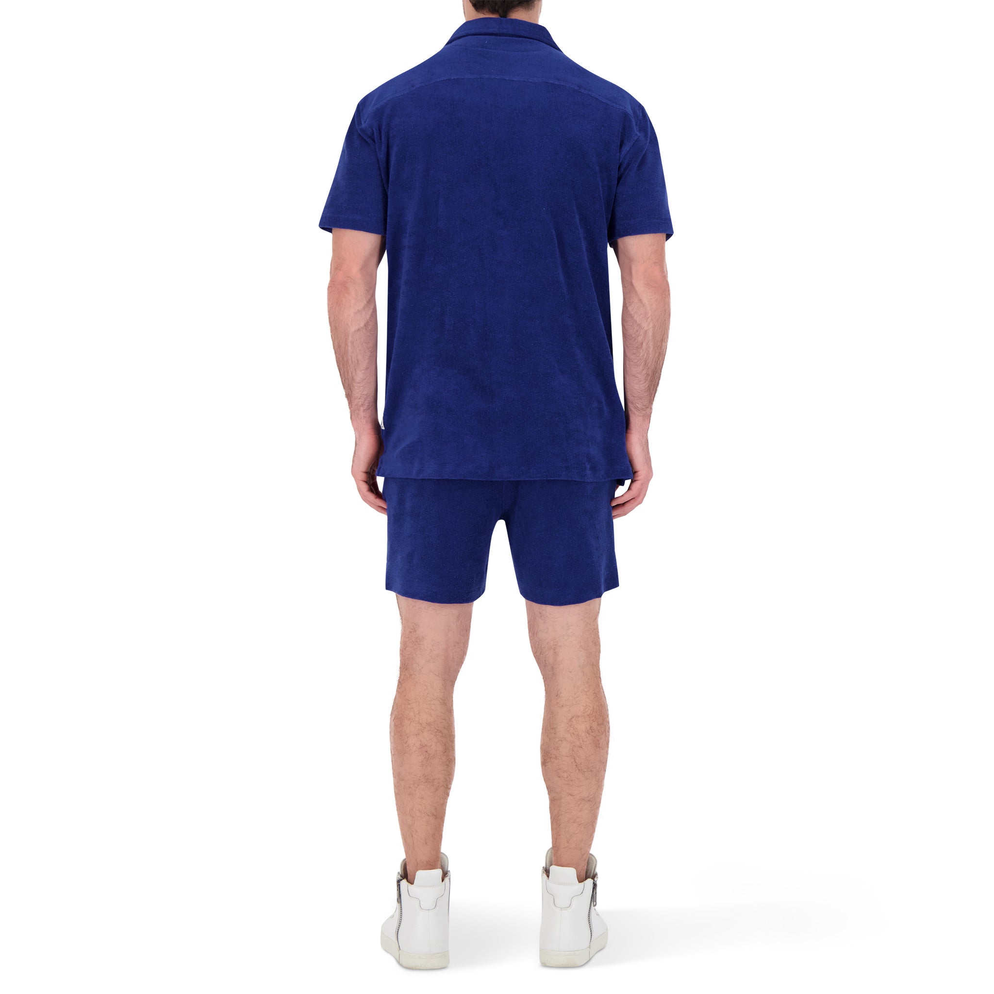 Terry Cloth Camp Shirt in Indigo Blue