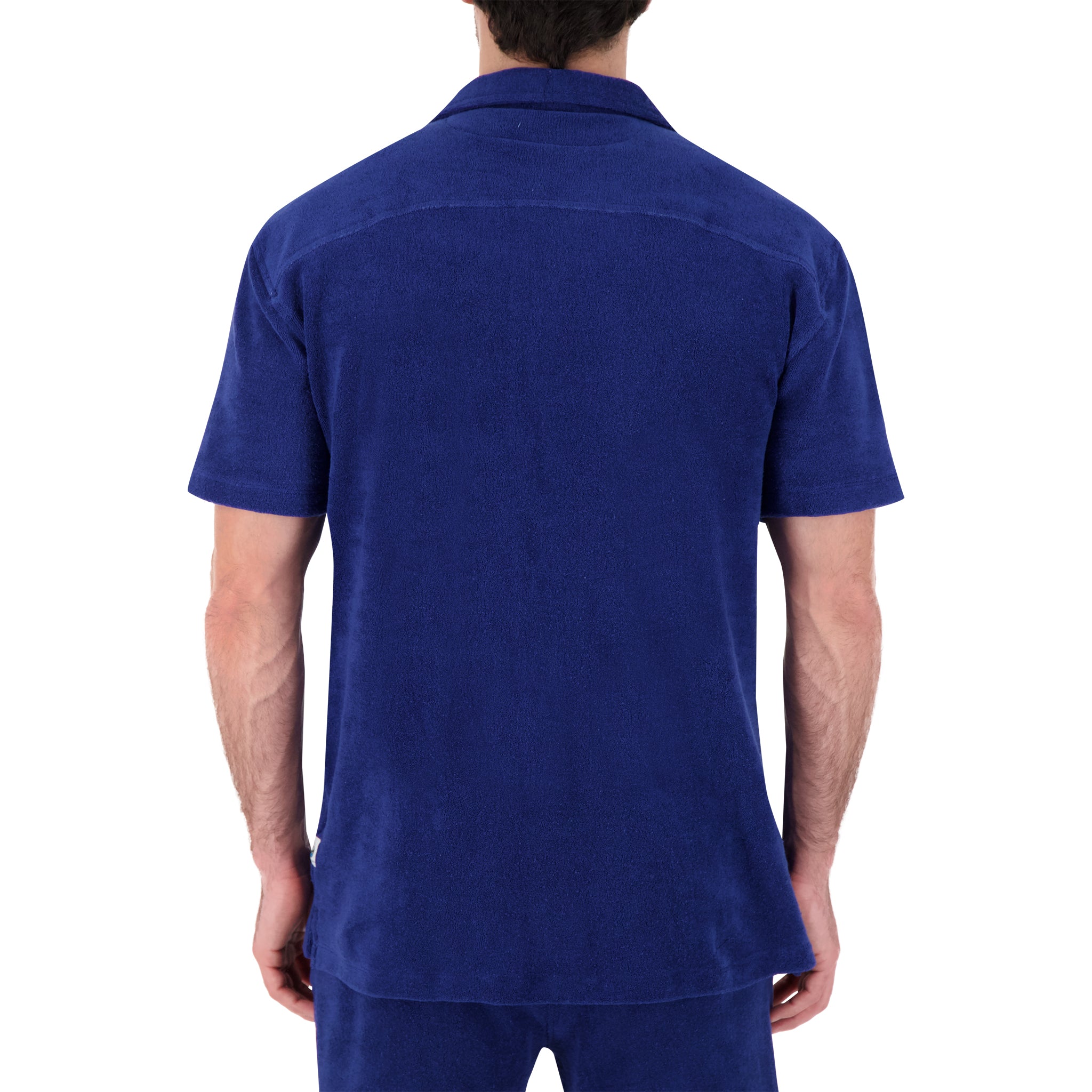 Terry Cloth Camp Shirt in Indigo Blue