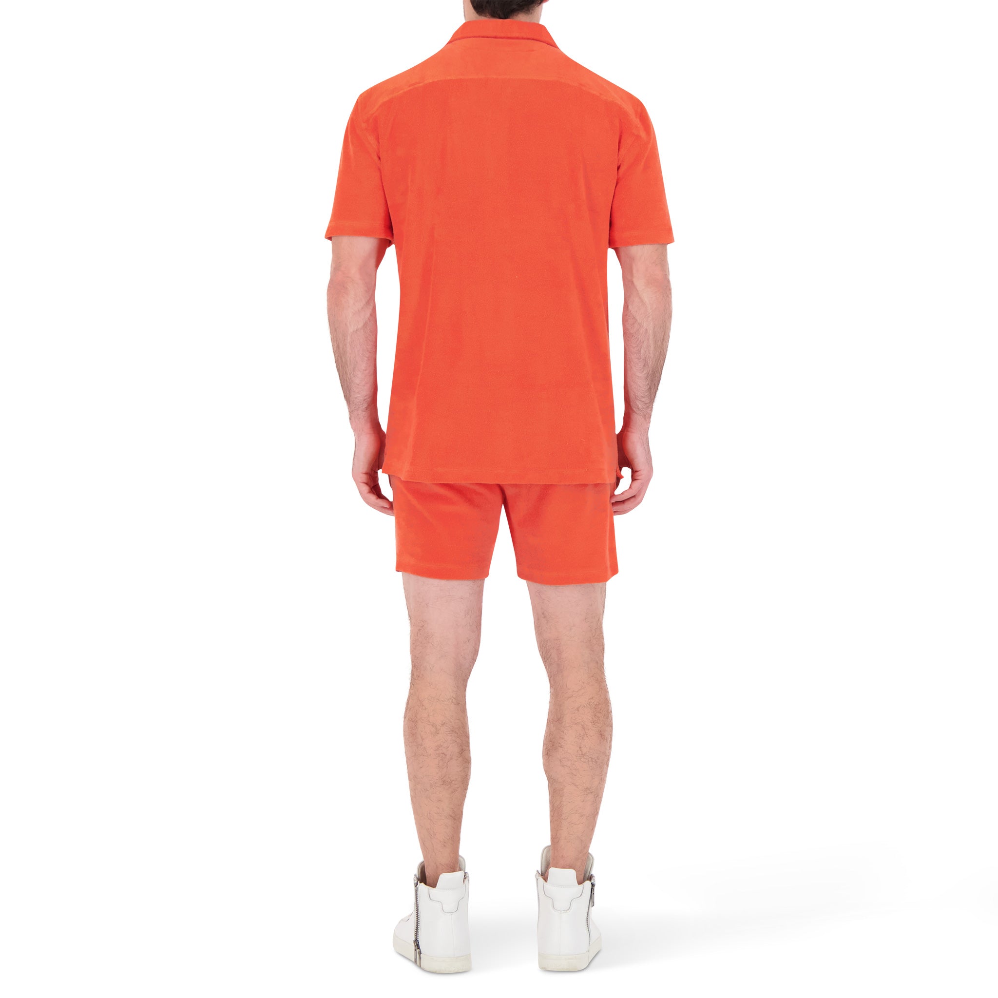 Terry Cloth Camp Shirt in Carnelian Orange