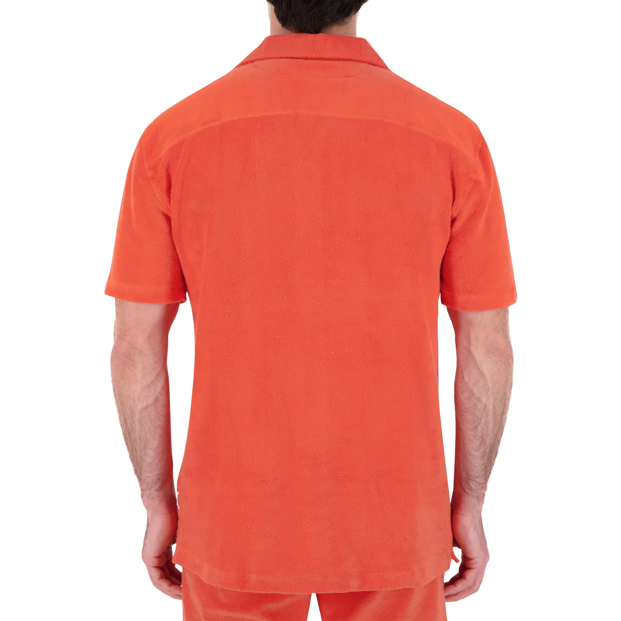 Terry Cloth Camp Shirt in Carnelian Orange