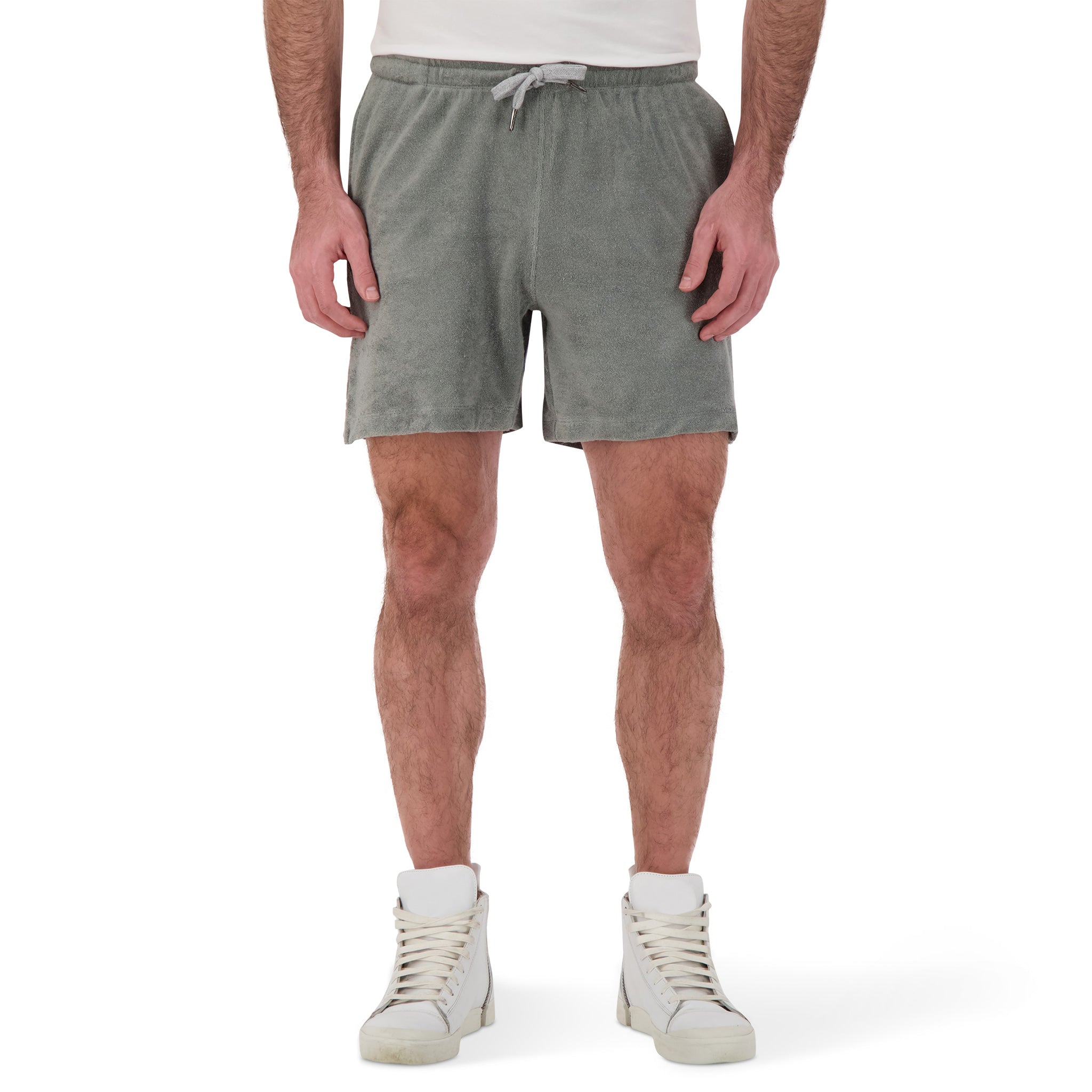Terry Cloth Knit Shorts in Taupe