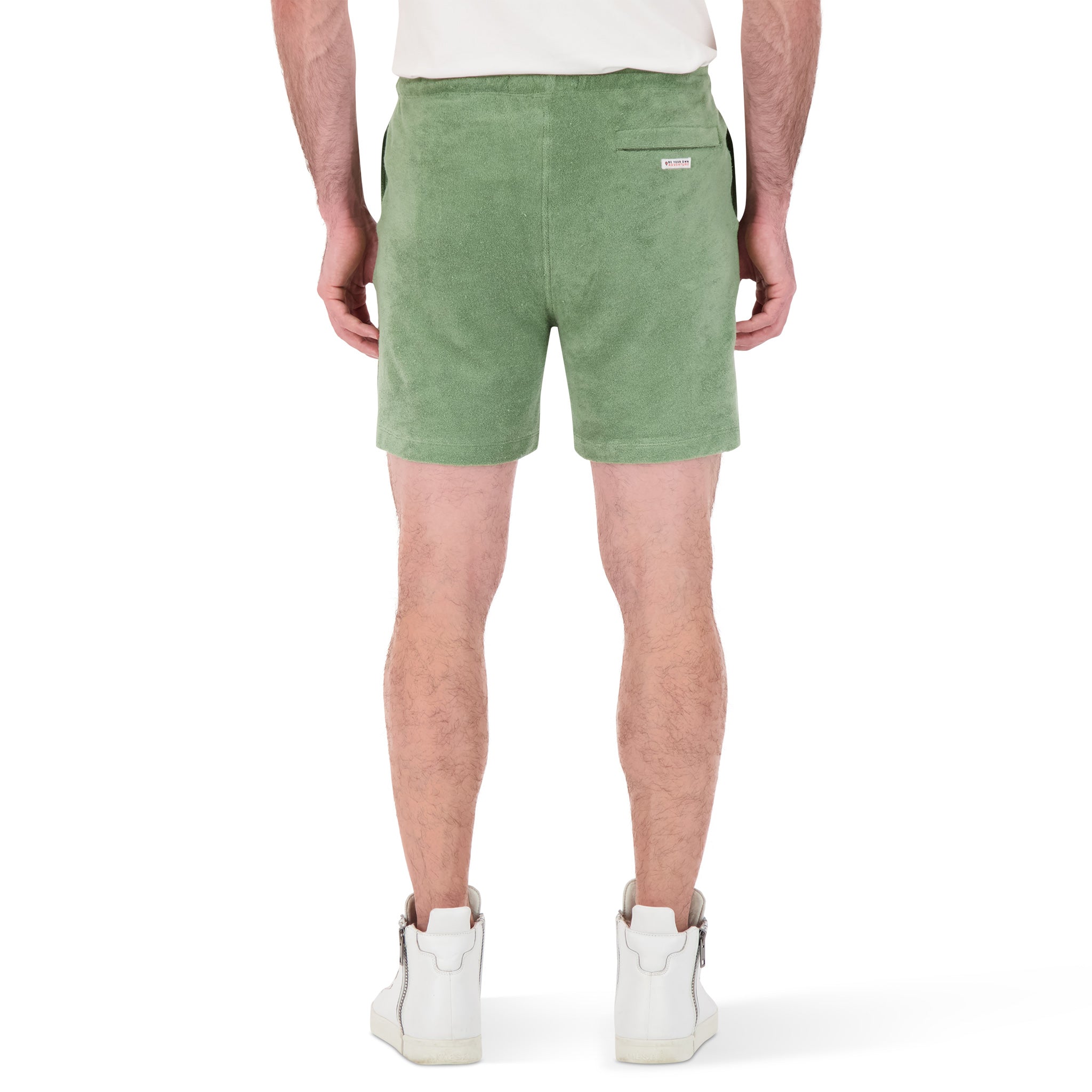 Terry Cloth Knit Shorts in Olive Green